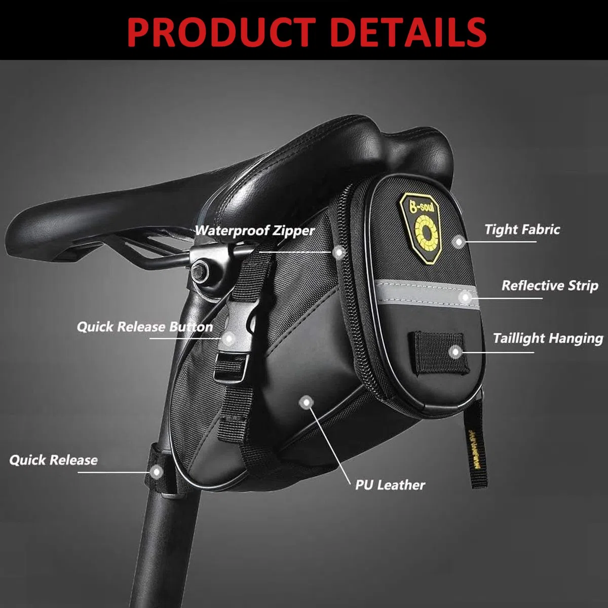 Bolsa de Sillín para Bicicleta con Herramientas Multifunción, 16 en 1 Kit Reparación de Pinchazos.