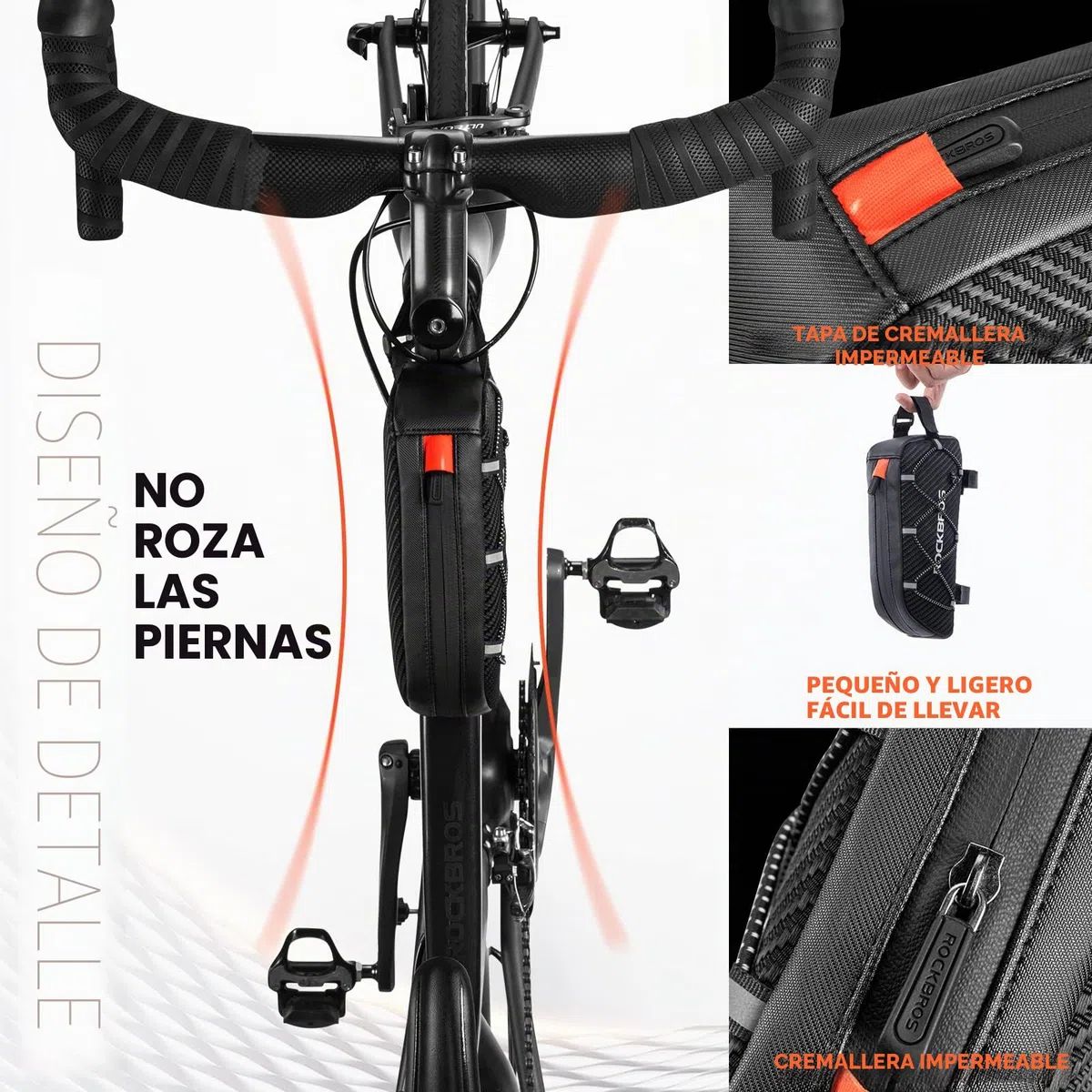 ROCKBROS Bolsa Manillar de Bicicleta, Bolsa Móvil de Tubo Superior para MTB Bicicleta Carretera Ciclismo