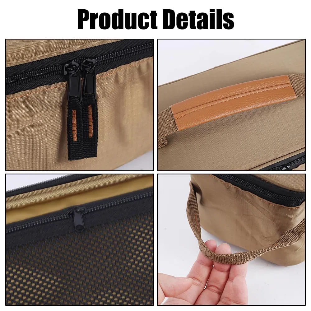 Mioyow - Bolsa de almacenamiento para utensilios de cocina, acampada, bolsa de transporte de vajillas impermeable con doble cremallera y asa para camping, senderismo, barbacoa,