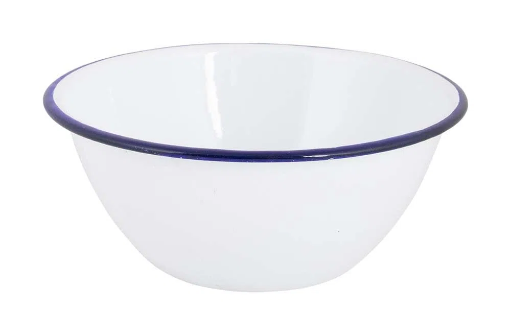 Bo-Camp - Vajilla - Esmalte - 6 Piezas - Blanco/Azul