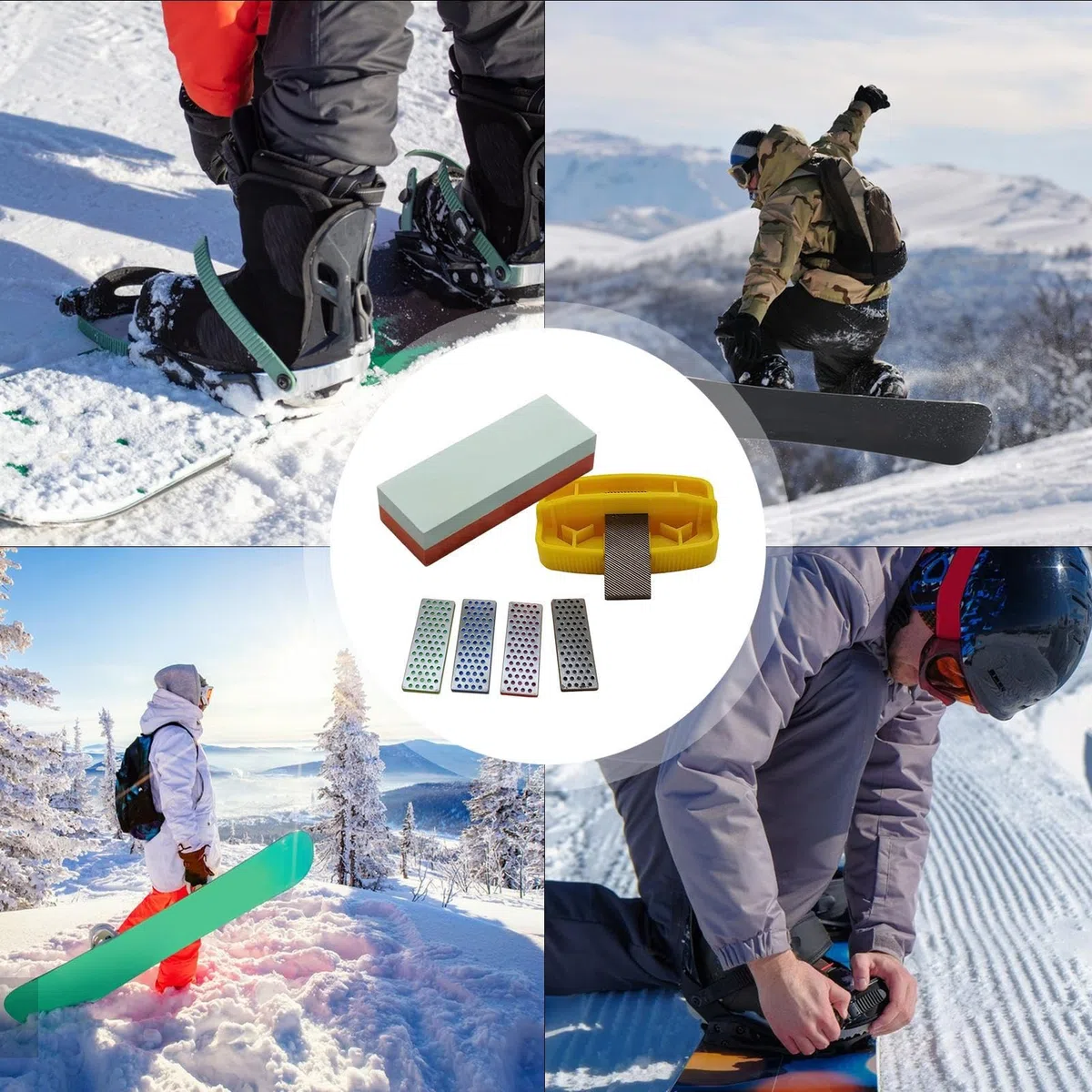 Afilador De Cantos para Esquí,Juego De Afilado Ergonómico En Aleación - Herramientas para Mantenimiento de Esquís,Kit Unisex para Deportes De Invierno Y Actividades Familiares Al Aire Libre