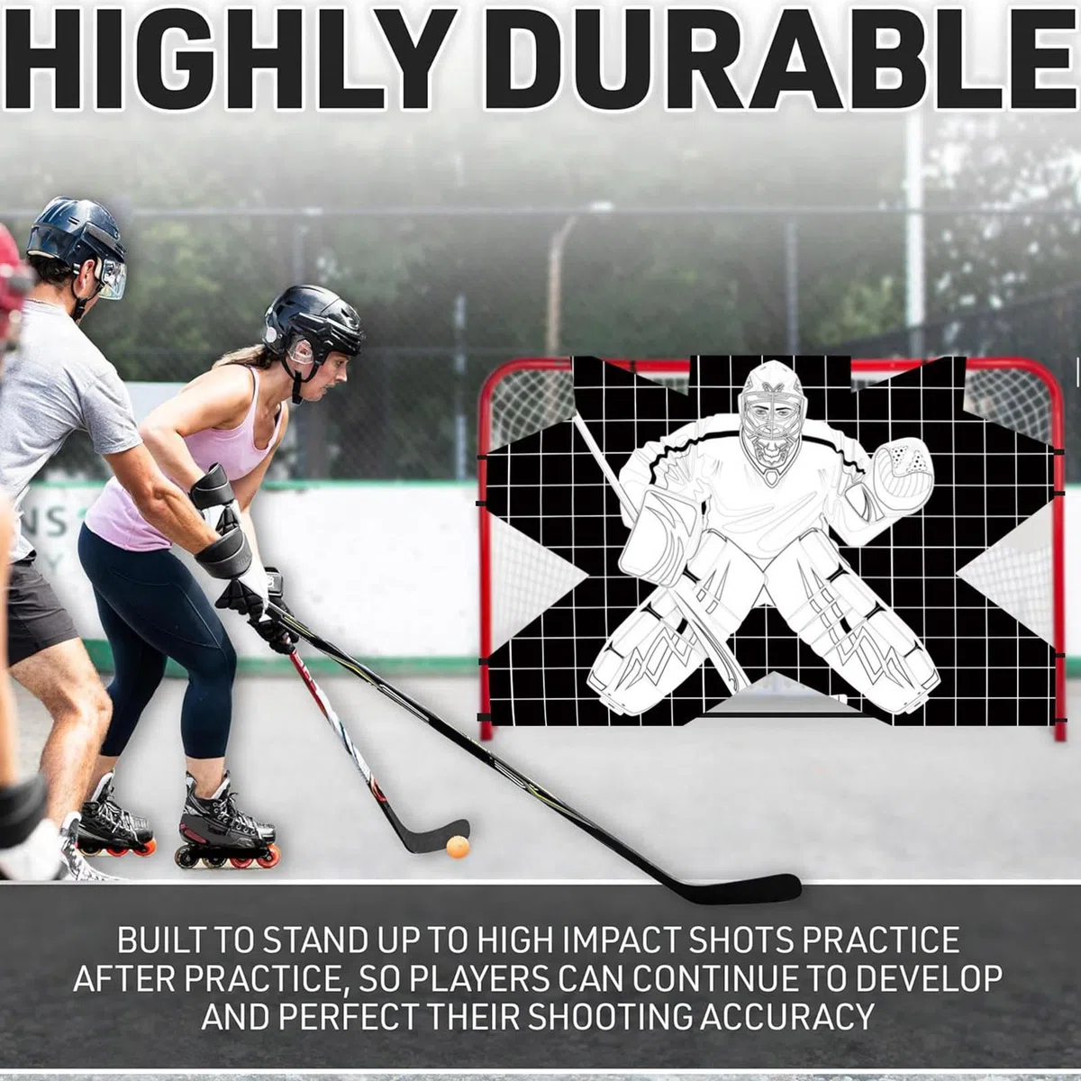 Portería de Entrenamiento Portátil para Hockey y Fútbol - Red para Practicar Precisión de Disparo | Equipo de Práctica para Jugadores (Niños, Adolescentes, Adultos) - Ideal para Entrenar Individualmen
