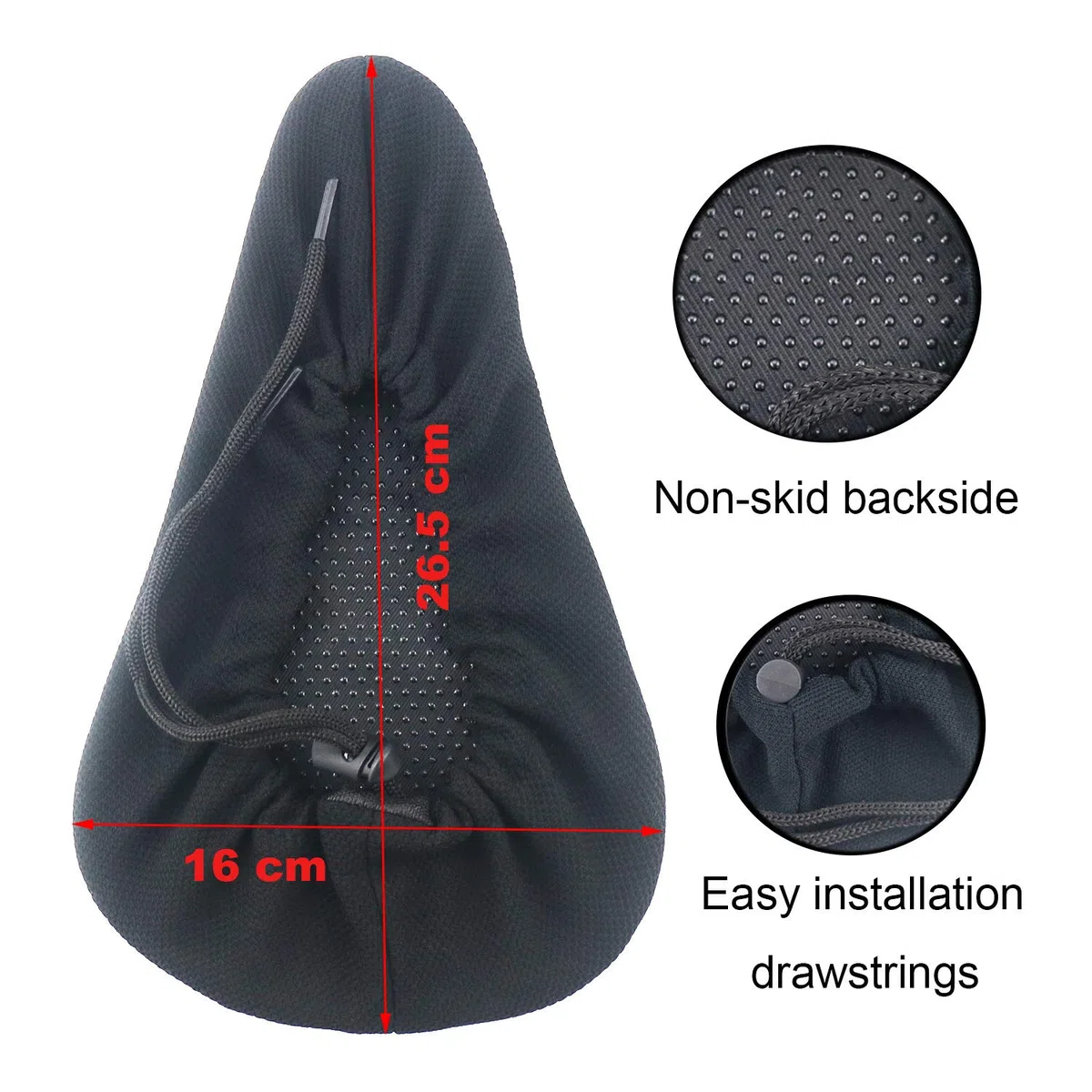 Funda de gel para asiento de bicicleta de 10.5 x 6.3 pulgadas, acolchada, tradicional, pequeña, para bicicleta de carretera, montaña, ciudad, ciclismo, gran ayuda en las llagas del sillín