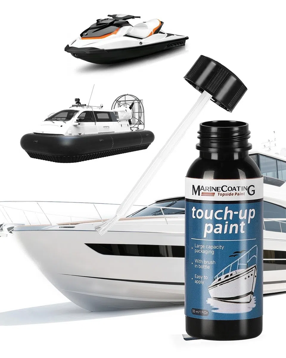Blanco Reparaláminas de Esmalte para Barcos - Esmalte Naval Resistente a Arañazos y UV para Áreas sobre y bajo la Línea de Flotación - 30 ml (1,5 oz) Reparaláminas para Marina