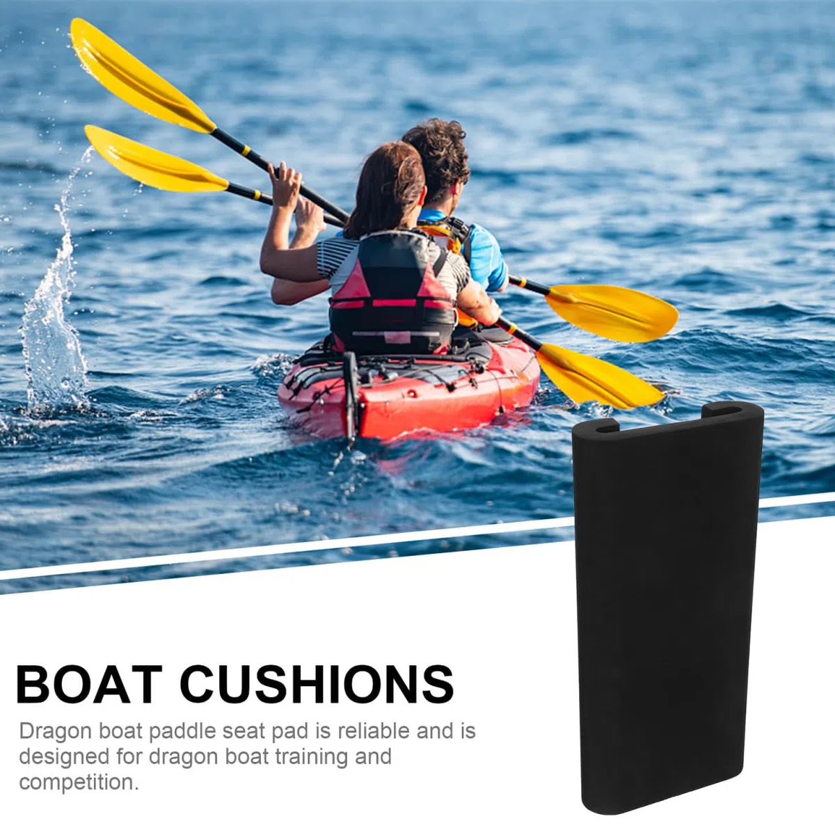 CojíN De Entrenamiento Para Asiento De Barco De DragóN Eva Antideslizante Y Transpirable Para Kayak Y Canoas 12.8X6.1X2 Pulgadas Negro