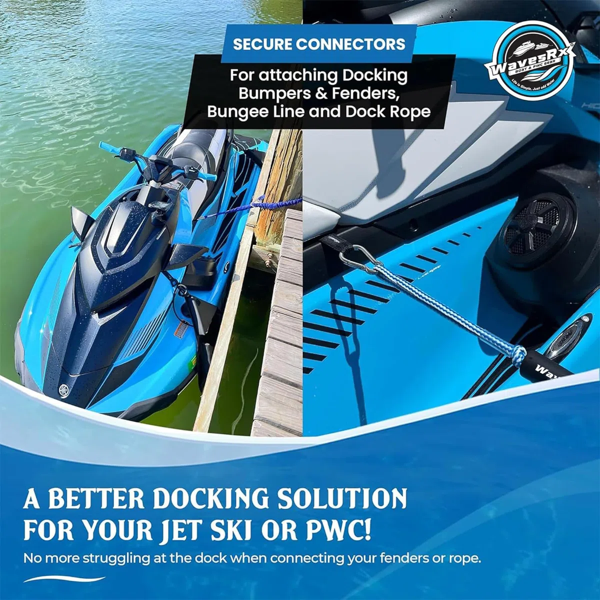 WAVESRX Soft Loops Jet Ski Cleats | Correas de Bucle seguras para Fijar defensas de atraque, Guardabarros, líneas de Anclaje, Cuerdas elásticas y Cuerdas de Amarre a tu Moto acuática