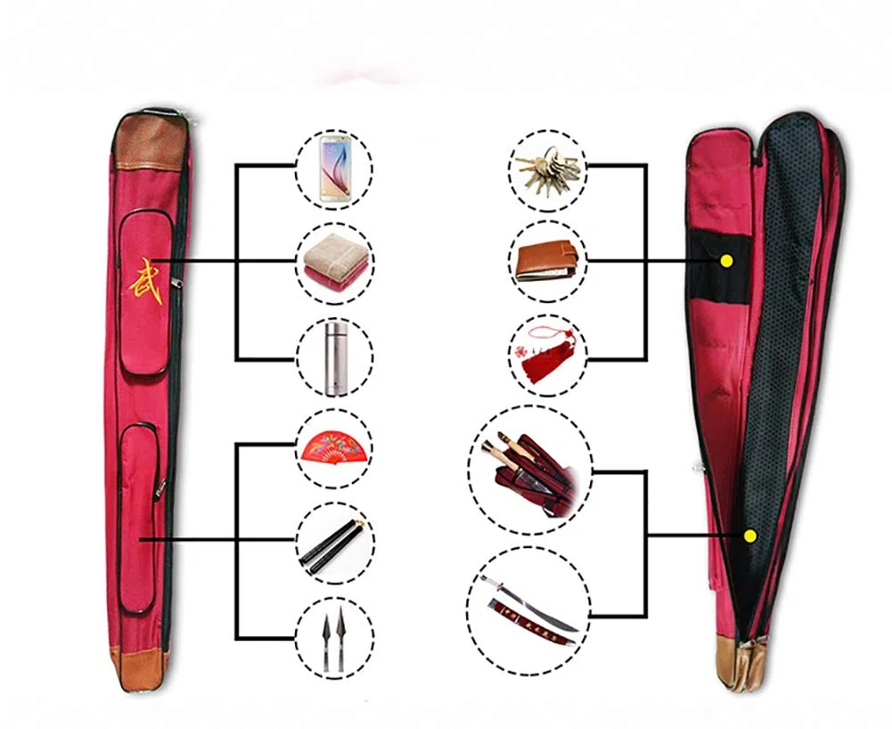 Bolsas De Espadas De Tai Chi De Doble Capa, Tela Oxford Wushu Bolsa De Arma con Estuche Kendo,Red