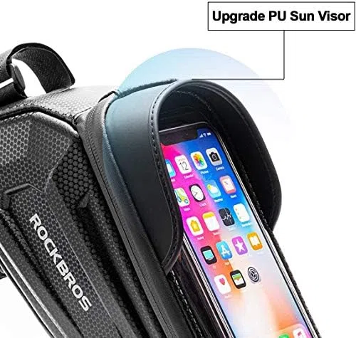 ROCKBROS Bolsa Móvil para Cuadro de Bicicleta, Bolsa Tubo Superior para Teléfono de hasta 6,8'' con Visor Solar y Pantalla Táctil para Bicicletas de Montaña y Carretera, E-bike
