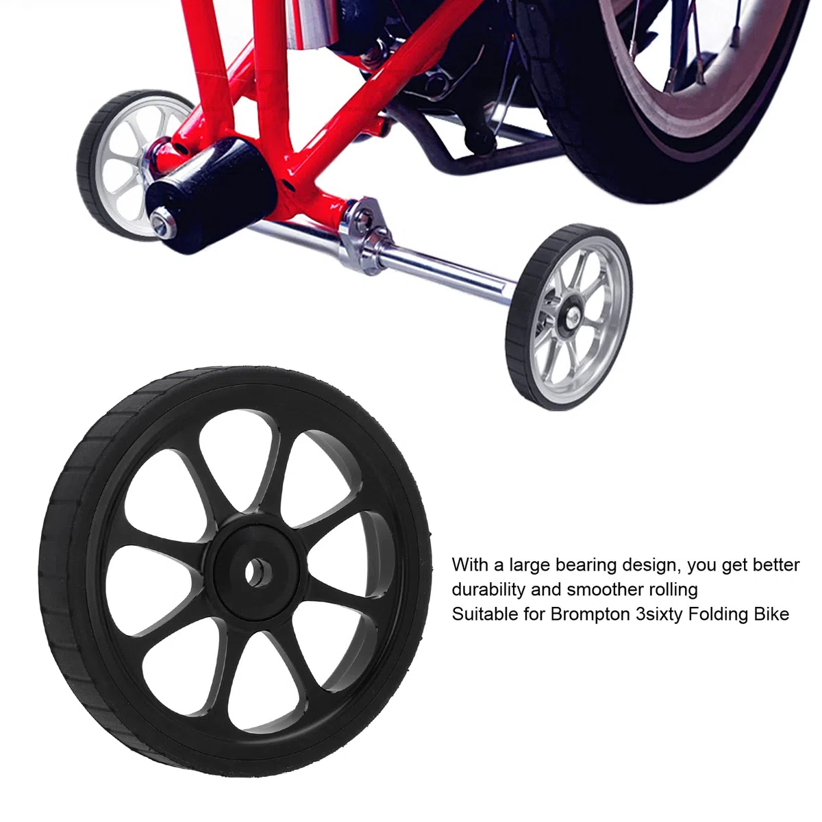 Alomejor Bicicleta Plegable de Aleación de Aluminio, Rueda Fácil de 82mm, Rodamiento Ensanchado, Rueda Fácil para Bicicleta Plegable Brompton 3sixty