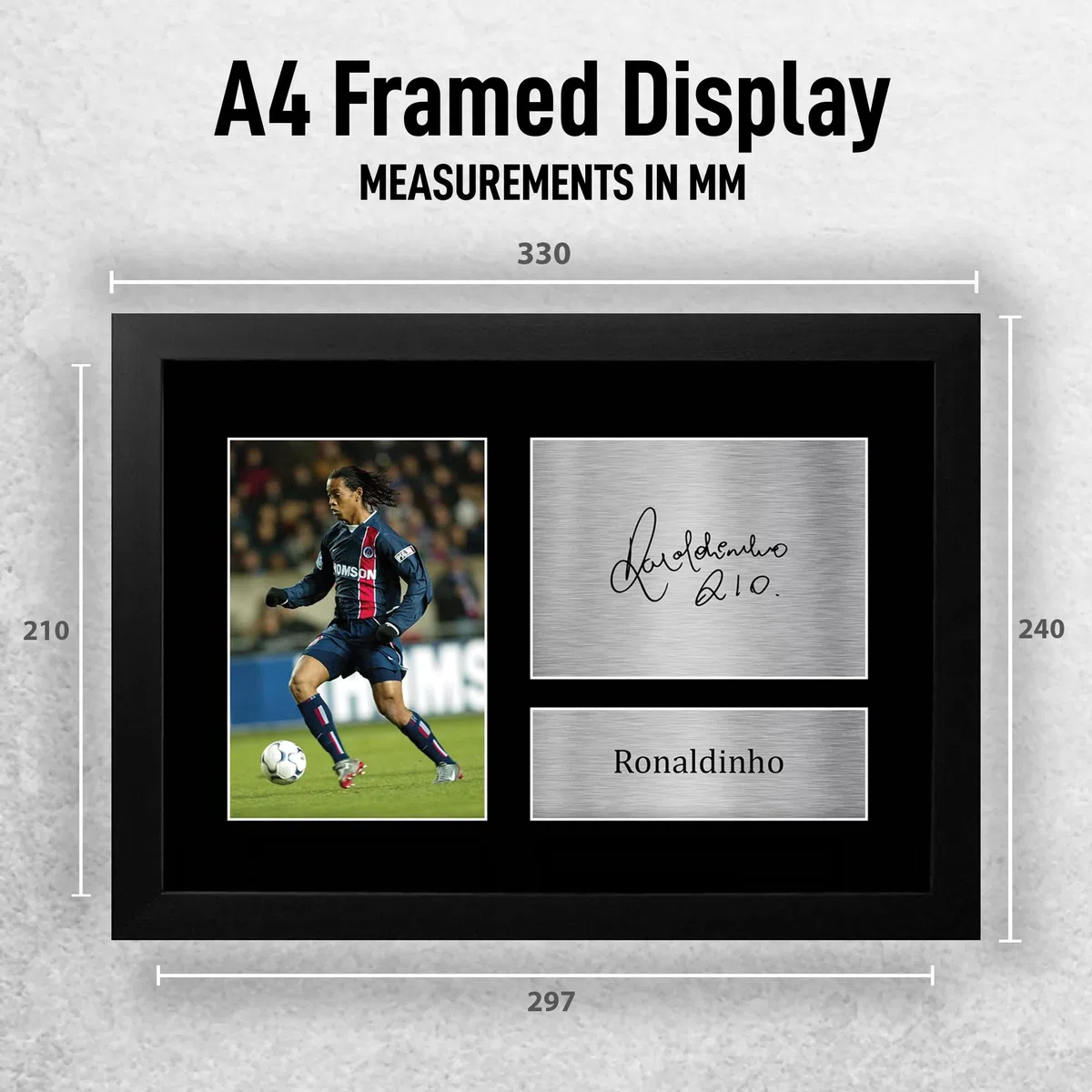 HWC Trading Ronaldinho Paris Blue and Reds Regalos Impresos Imagen De Autógrafo Firmado Para Los Aficionados Al Fútbol Y Partidarios - A4 Enmarcado