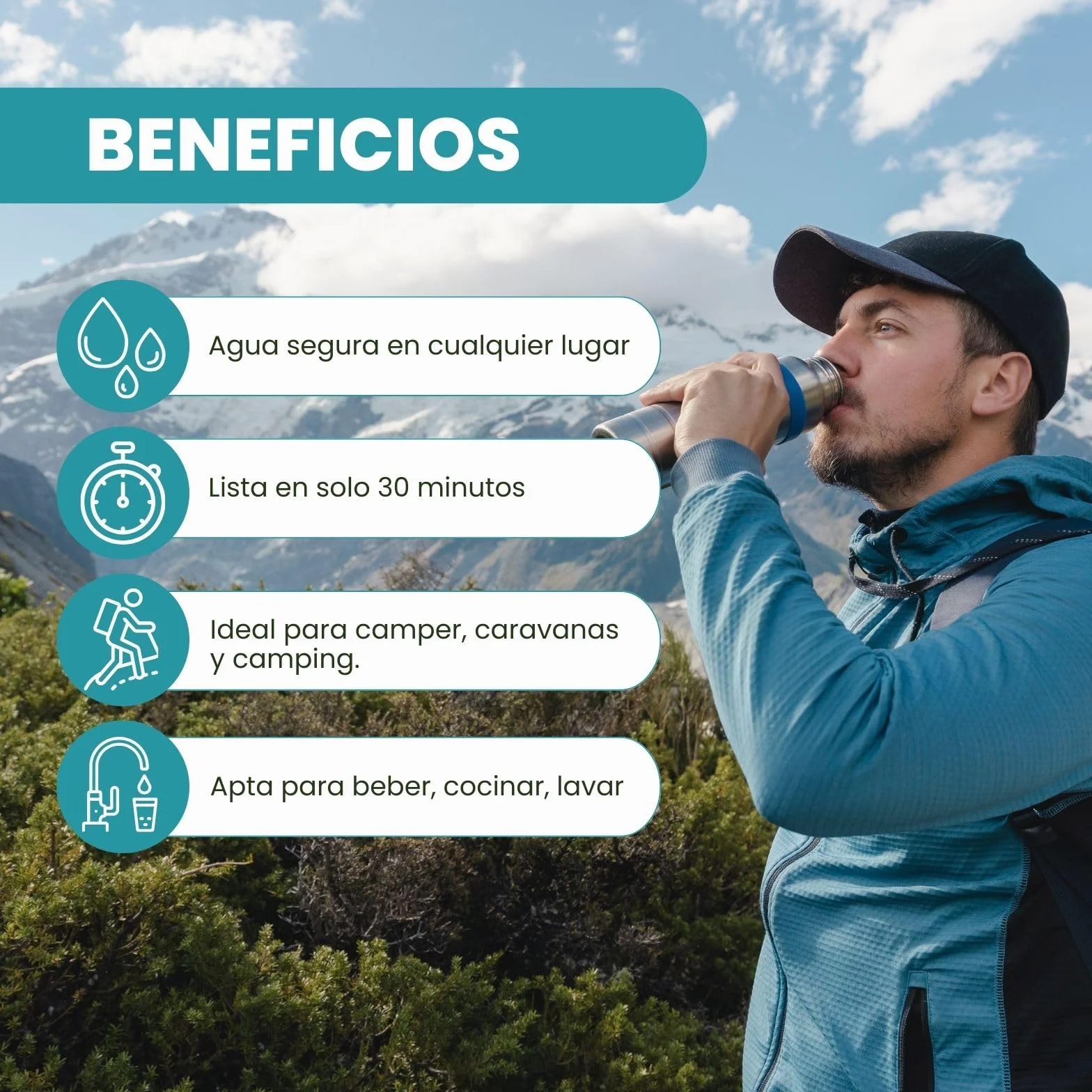 AWAKING Pack 2 x 48 Pastillas Potabilizadoras de Agua | Tratamiento hasta 19.200 Litros | 200L por Pastilla | Ideal para Depósitos, Bidones y Caravanas.