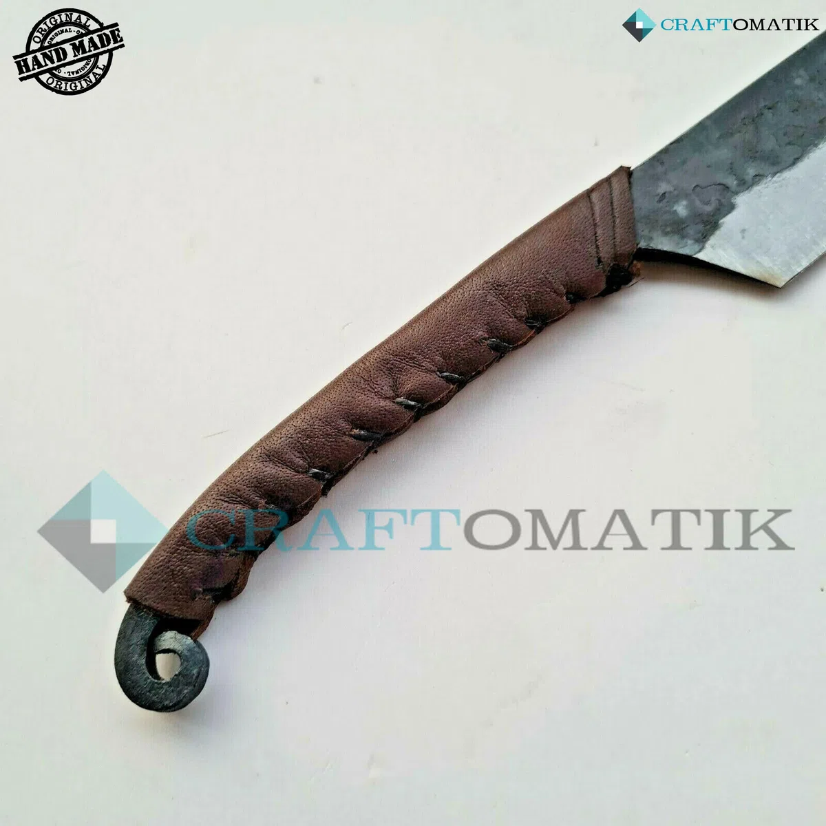 Cuchillo medieval | Cuchillo vikingo hecho a mano | Cuchillo celta para jardín y camping con funda de piel | LARP | HFK24