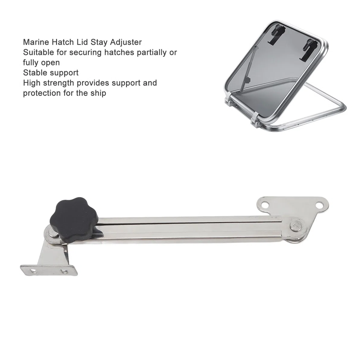 Bnineteenteam Soporte de Tapa de Escotilla para Barcos, Ajustador de Soporte de Tapa de Escotilla Marina, Ajustador de Soporte de Escotilla de Acero Inoxidable Flexible, Retráctil de 6 a 11