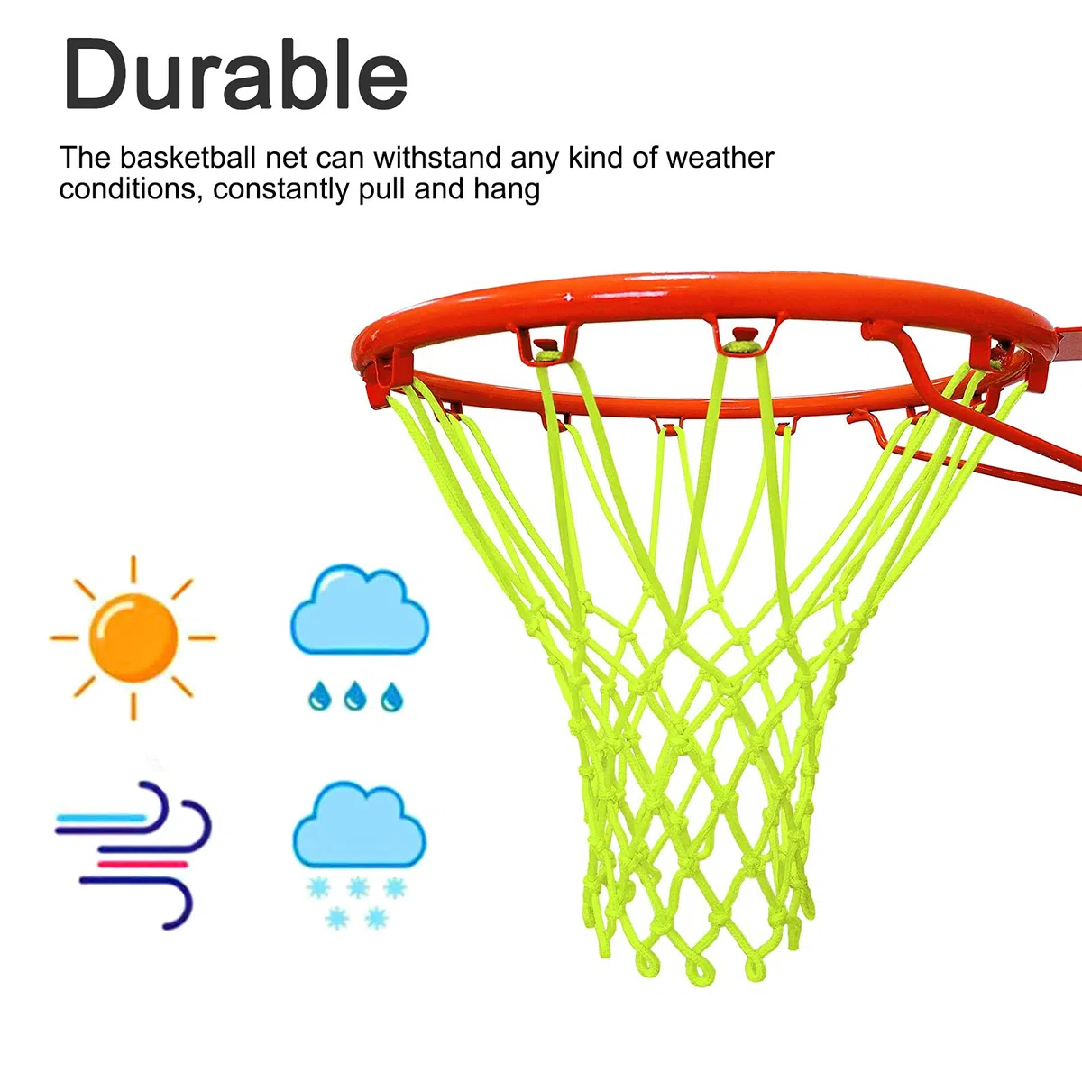 Red Luminosa de Baloncesto, Red de Baloncesto Que Brilla en la Oscuridad, Red de Baloncesto Verde Fluorescente para Exteriores para Jugar de Noche Al Aire Libre (19x14x3cm)