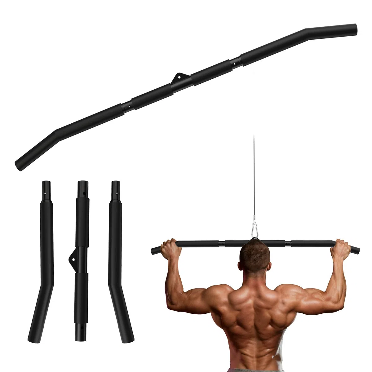 Fitarc Barra Lat Pulldown 102 cm, agarre antideslizante de longitud completa, barra de jalón para máquina de poleas, admite agarre estrecho y ancho