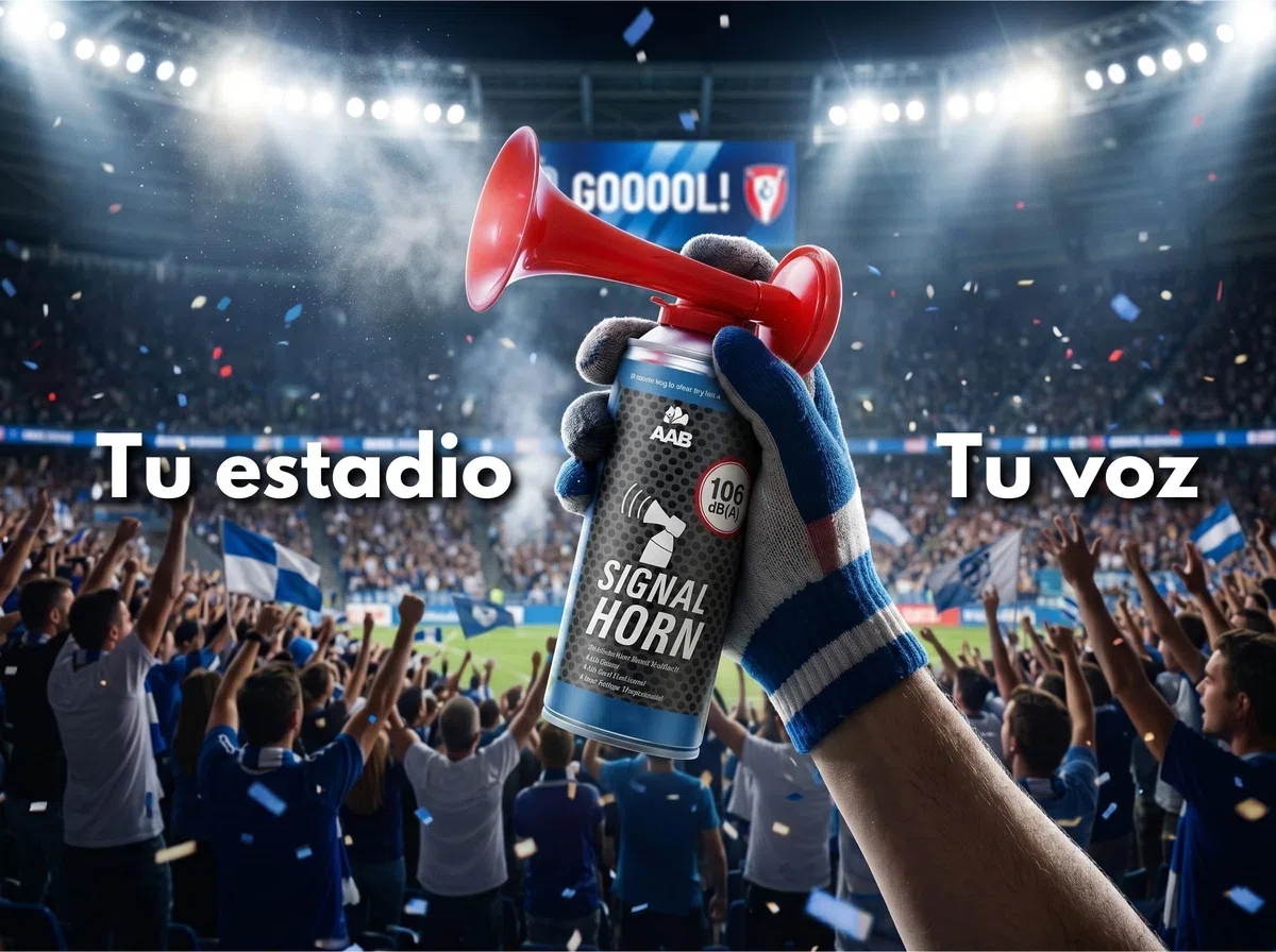 AABCOOLING 1X Signal Horn 106 dB(A)- hasta 120 señales, para el Campeonato Europeo de Europa, Fanfarria de Gas Muy Fuerte, Bocina Aire Comprimido, Trompeta Bocina, Trompetas de Futbol
