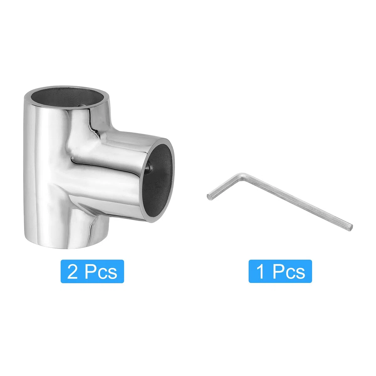 QUARKZMAN 2 Piezas de Conexión para Barandilla de Barco, Conector de Tubería de 3 Vías de Grado Marino en Acero Inoxidable 316 para Tubos de 1" de Diámetro Exterior, Expositores