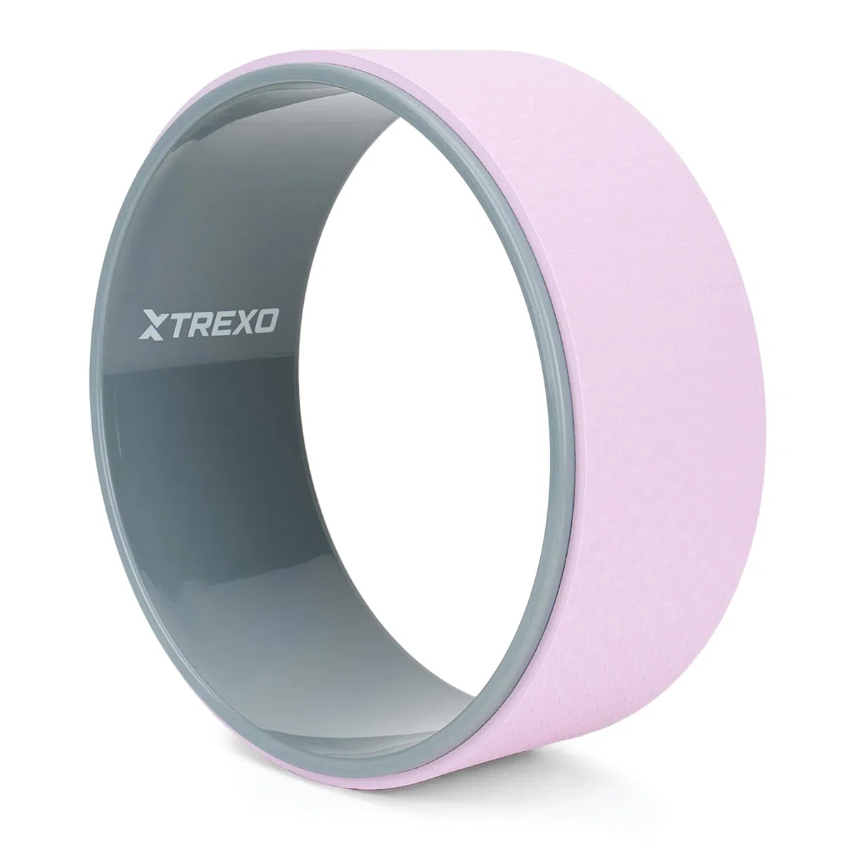 TREXO Rueda de yoga respetuosa con el medio ambiente en color lila con un diámetro de 32 cm y una anchura de 13 cm. Fabricada en TPE y polipropileno. Superficie antideslizante ideal para cualquier