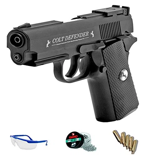 Pack Pistola de Aire comprimido Colt Defender - Pistola Umarex semiautomática Fullmetal de perdigones BB de Acero 4.5mm - Potencia menor a 3,5J