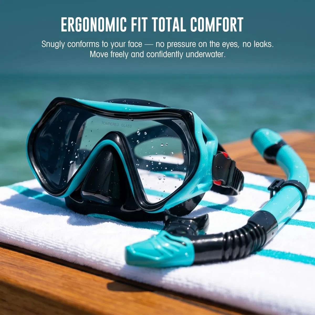 Gafas y Tubo de Snorkel para Adultos, Máscara de Buceo Panorámica, Snorkel Dry Top Antifugas y Antivaho