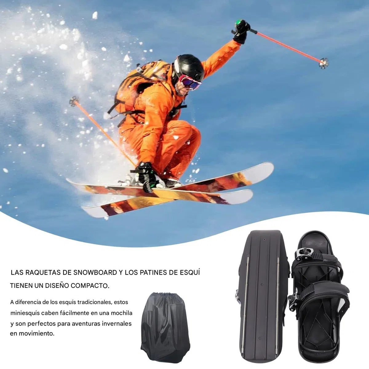 Patines de Esquí - Zapatos Cortos de Patinaje sobre Nieve para Exterior en Invierno - Calzado Invernal Transpirable para Climas Fríos Práctica Viajes Hombres Adultos Principiantes Deportes