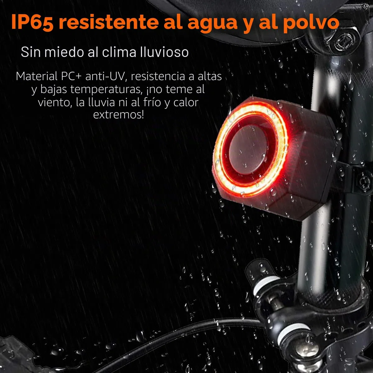 QUMOX SF33R Luz Trasera para Bicicleta con Alarma, Carga USB-C, Luz de Freno Inteligente, IP65 Impermeable, Mando a Distancia, Sirena Antirrobo para Bicicleta, E-Bike, Patinete