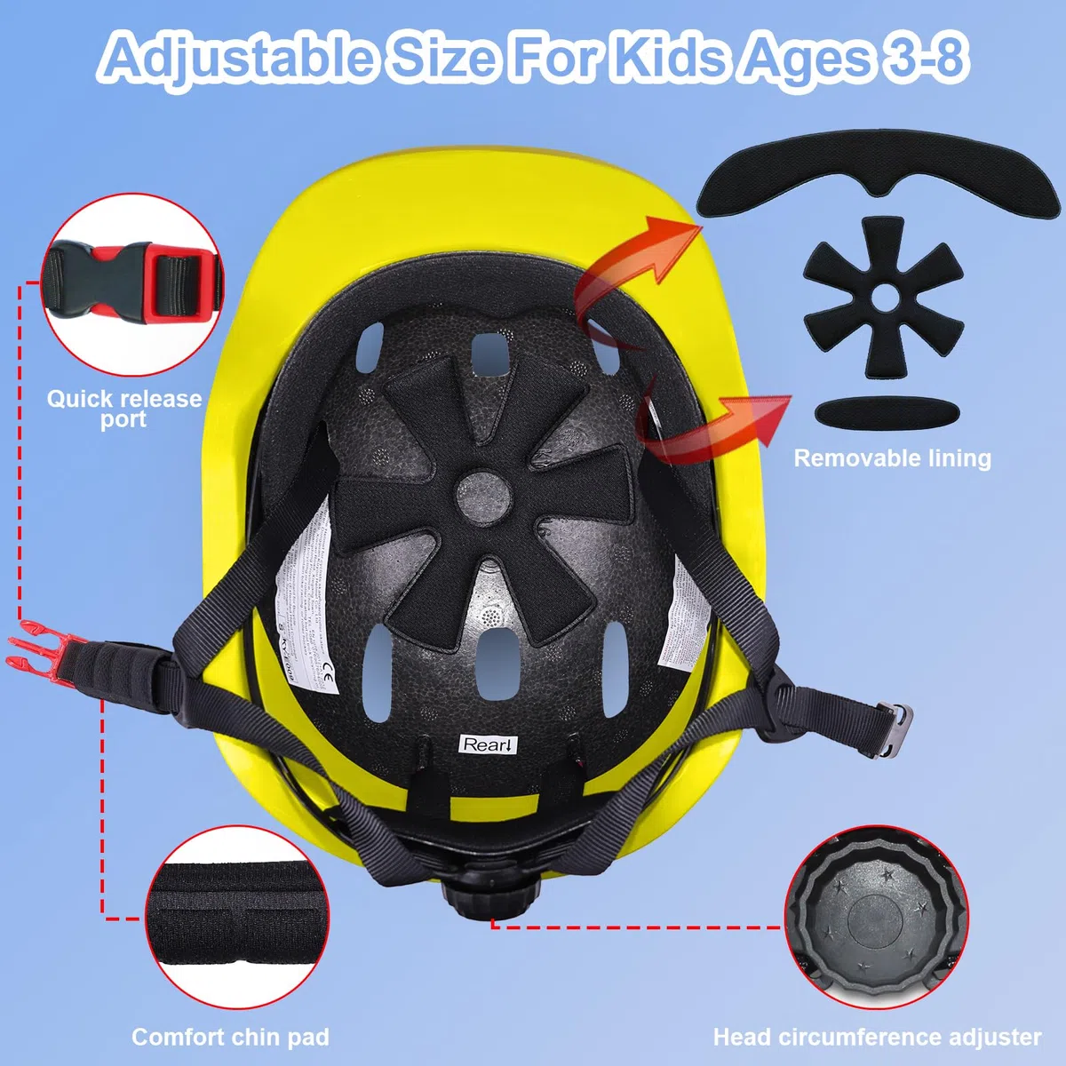 Casco infantil de bicicleta para niños/niñas 3-8, ligero ajustable y ventilación casco de patinaje, protección para scooter y patinaje