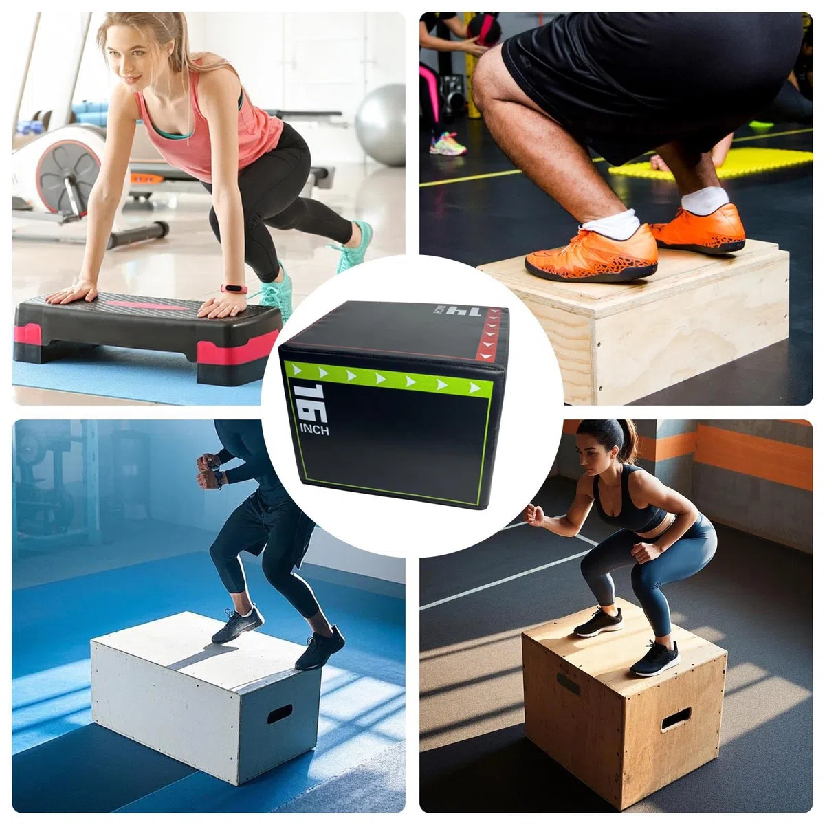 Caja de salto pliométrica multifuncional a prueba de golpes, refuerzo acolchado para gimnasio, entrenador de saltos, estructura de núcleo suave de 13.7 x 11.8 pulgadas con agarre estable, bloque de