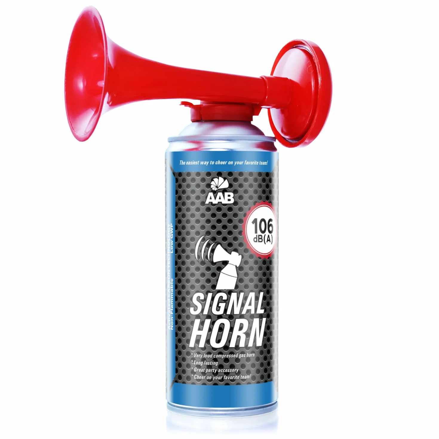 AABCOOLING 1X Signal Horn 106 dB(A)- hasta 120 señales, para el Campeonato Europeo de Europa, Fanfarria de Gas Muy Fuerte, Bocina Aire Comprimido, Trompeta Bocina, Trompetas de Futbol