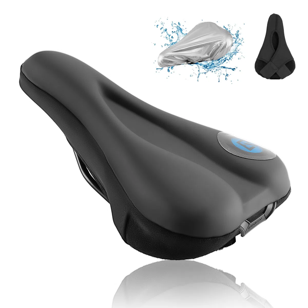ROCKBROS Sillín Cubre Bicicleta Gel con Funda Impermeable, Cojín de Asiento Suave para Bicicleta de Montaña y Carretera, 28 x 17,5cm