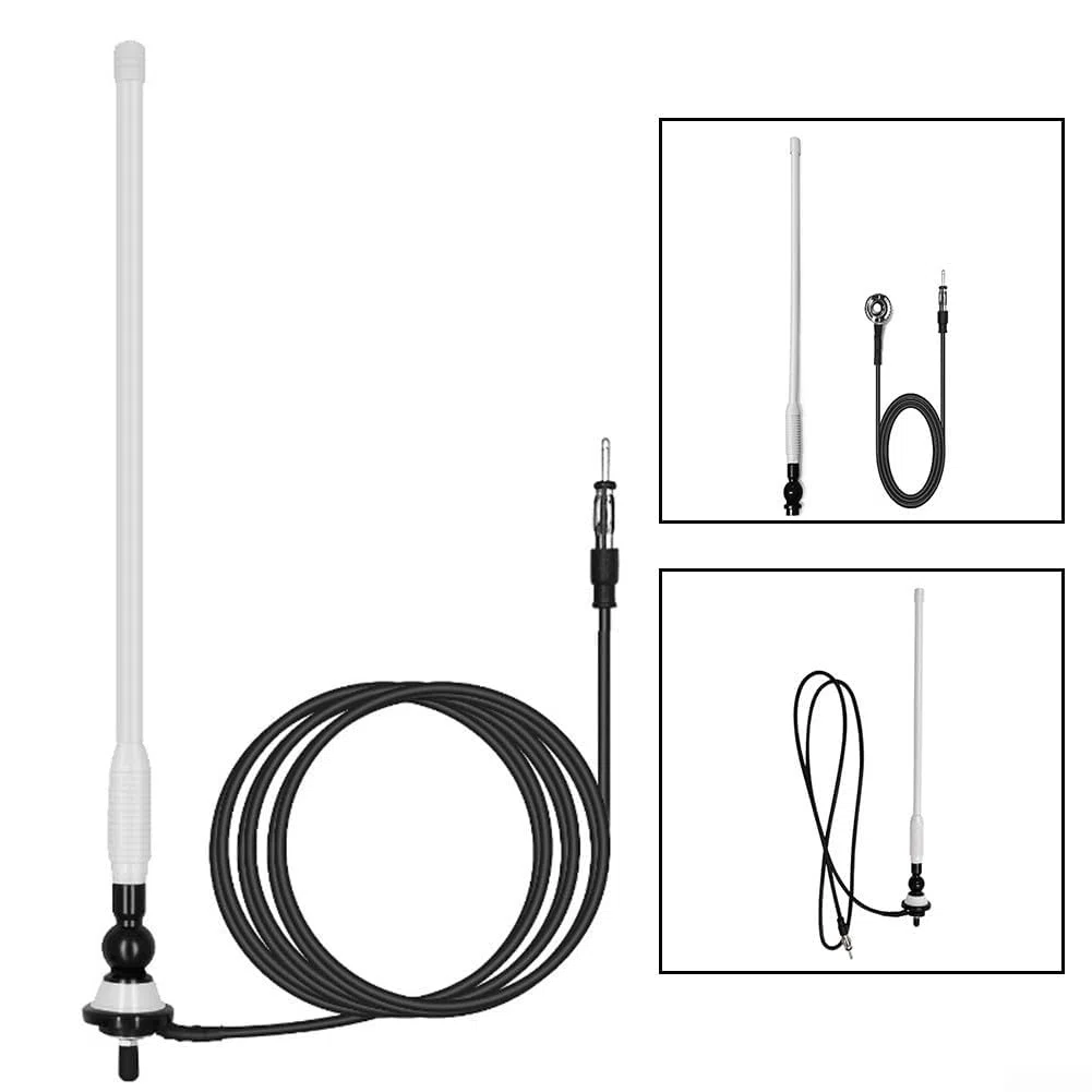 Antena AM FM de grado marino de 35 cm para coche, barco, caravana, yate con conector, fácil instalación