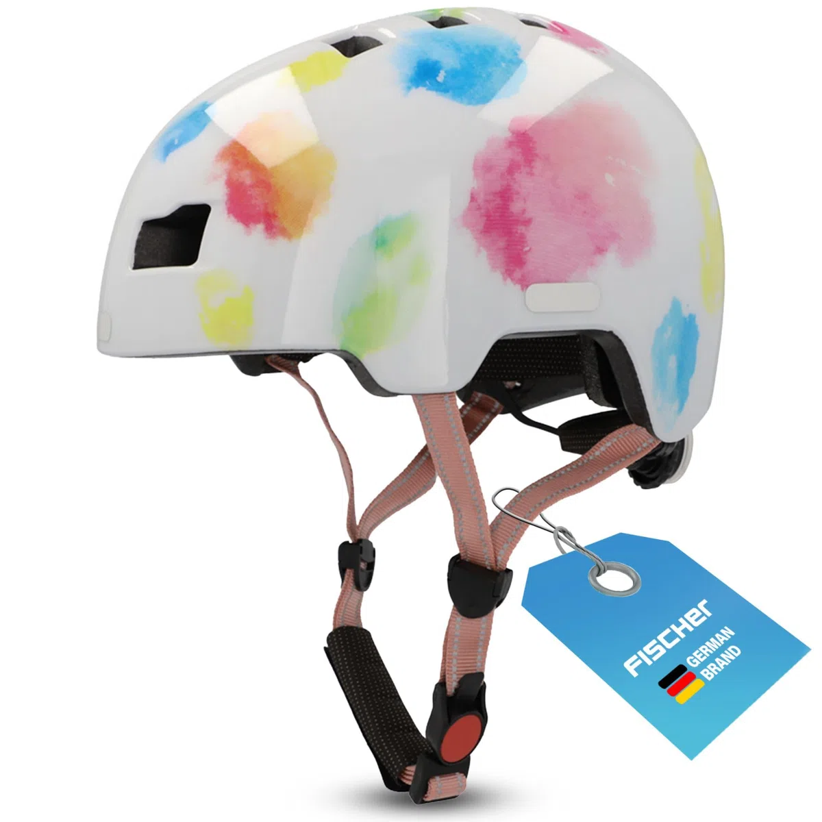 FISCHER Casco de Bicicleta BMX para niños, Casco de Ciclismo, Dirt Bike Plus con luz Trasera LED integrada