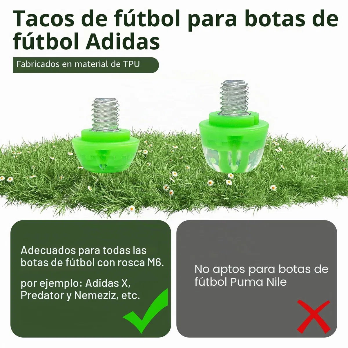 Adidas - Tacos de repuesto para fútbol Adidas - Tacos de repuesto de TPU (poliuretano termoplástico), una llave, 6 mm/9 mm