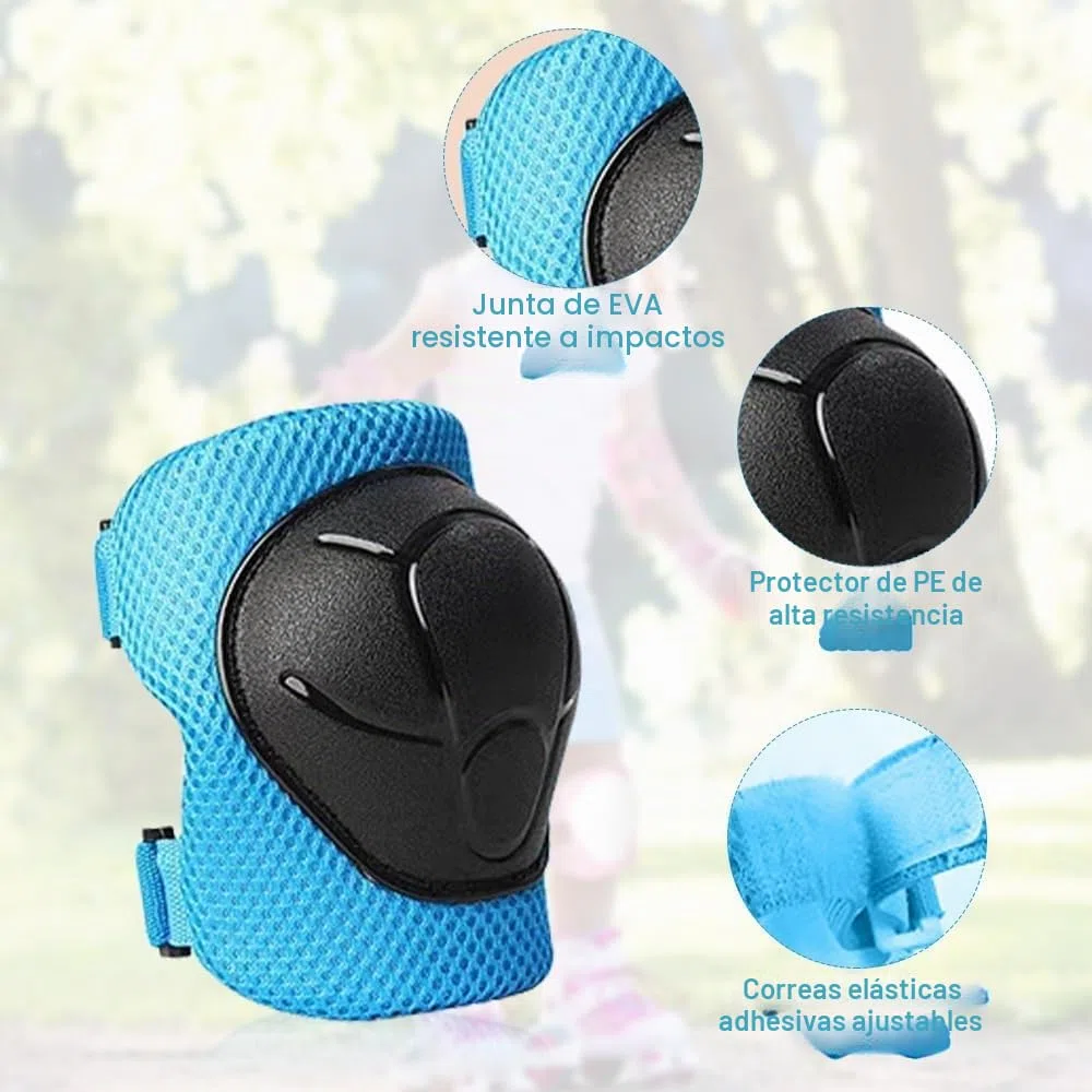 Conjuntos de Patinajes , Niños Protecciones Patines Infantiles Set de Protección Patinaje con Casco Ajustables Rodilleras y Coderas para Ciclismo Monopatín Patinaje y Otros Deportes, Azul