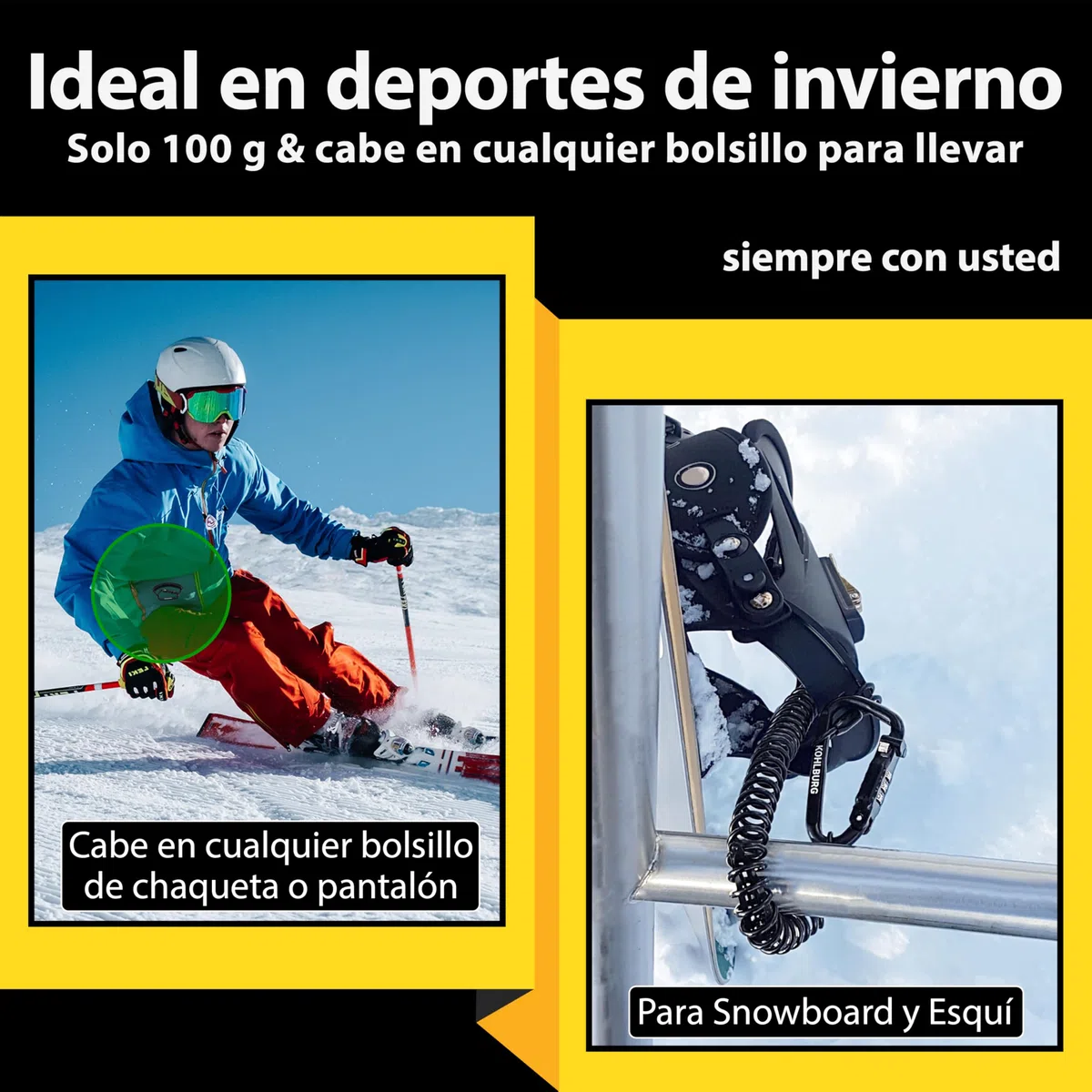 KOHLBURG candado bicicleta combinacion [180 cm extra larga y ligero] - candado cable de 3 mm de grosor - para carrito de bebés, casco moto, candado esquis y snowboard, bici, cadena bicicleta