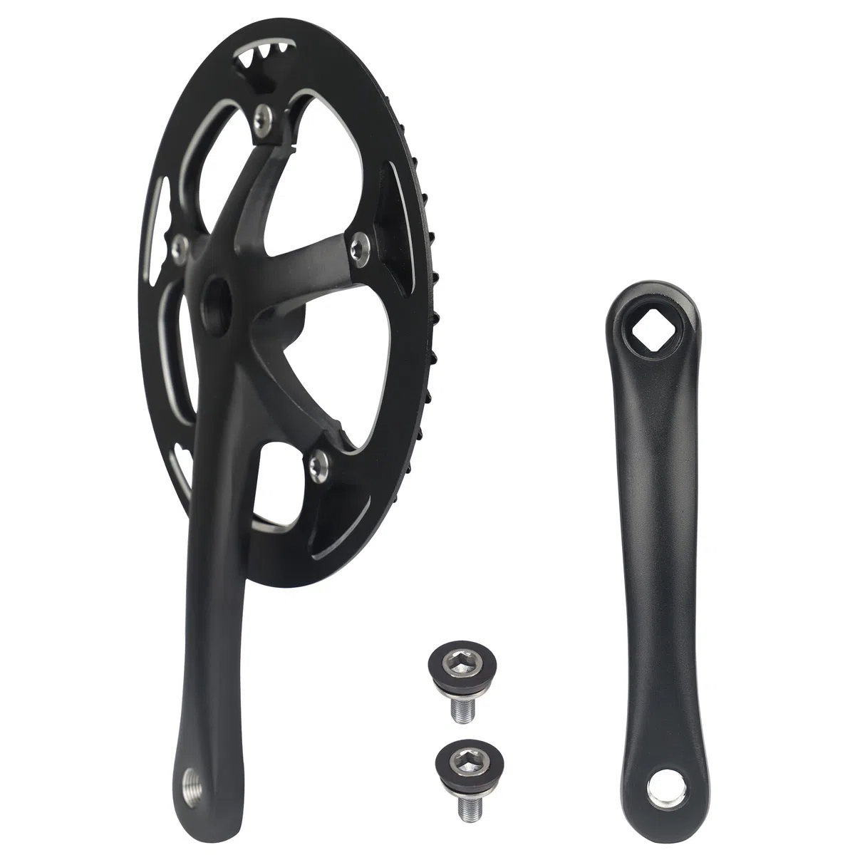MEGHNA Singel Speed Bicycle Crankset 38T/46T/48T Bicycle Crankset 170mm Bicycle Bicycle Bielas Bielas de aluminio, bielas de cadena MTB/Citybike/bicicleta de ciudad/bicicleta de mujer/bicicleta