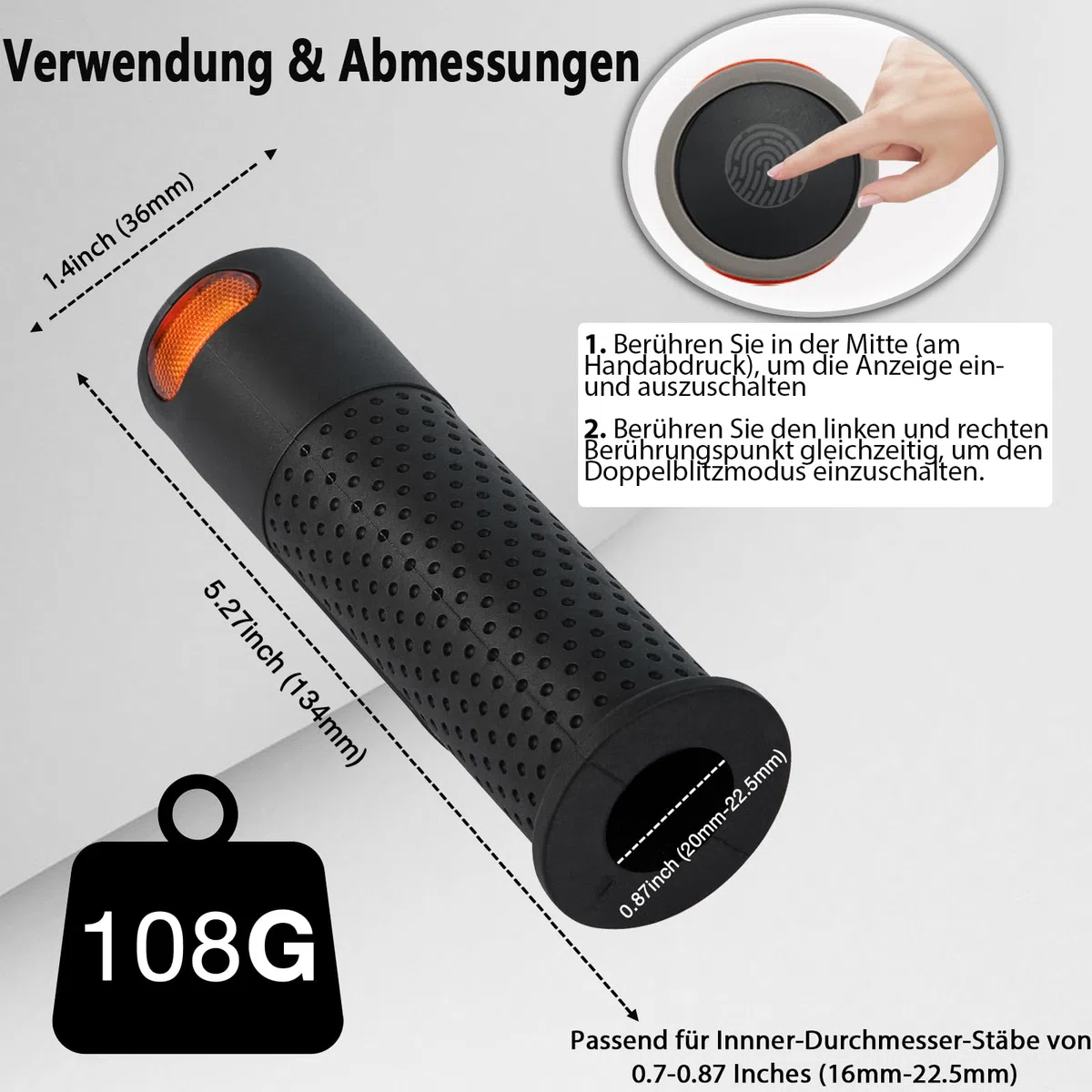 Accesorio para scooter, Luz intermitente con mango, Negro, Luces intermitentes y de advertencia, para Xiaomi M365/Pro2/1S Ninebot ES1 ES2 ES4 G30 Soft Handlebar Grips