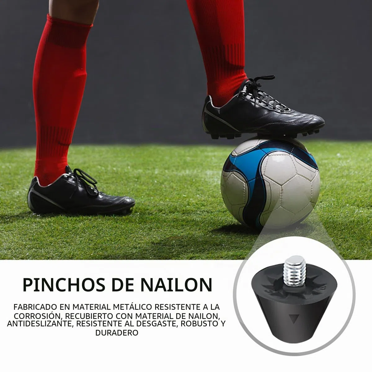 16 Piezas de Tacos de fútbol de Repuesto, Tacos de Nailon, Tacos con Cabeza de Metal, Tacos de fútbol Antideslizantes, 13 mm y 16 mm, Ancho de Tornillo 5 mm.