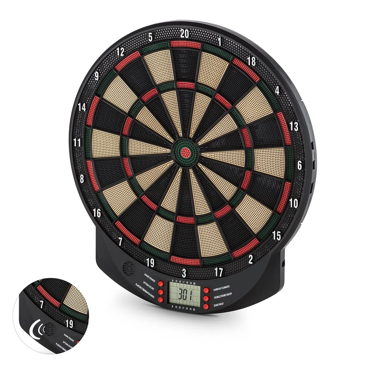 Oneconcept Dartomat - Tablero de Dardos electronico con Indicador LED, Diana Electrónica, Tablero de Dardos, 26 Juegos Disponibles, hasta 8 Jugadores, Accesorios Montaje Incluido, Negro