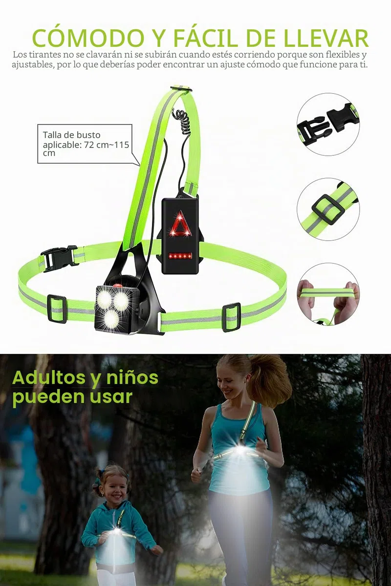 DAWINSIE Luz para Correr Running con Recargables USB Impermeable, Luz Led Frontal Correr, Lámpara 3 Modos, con Cinta Reflectante, Liviano, Cómodo e Ideal para Trotar, Competir