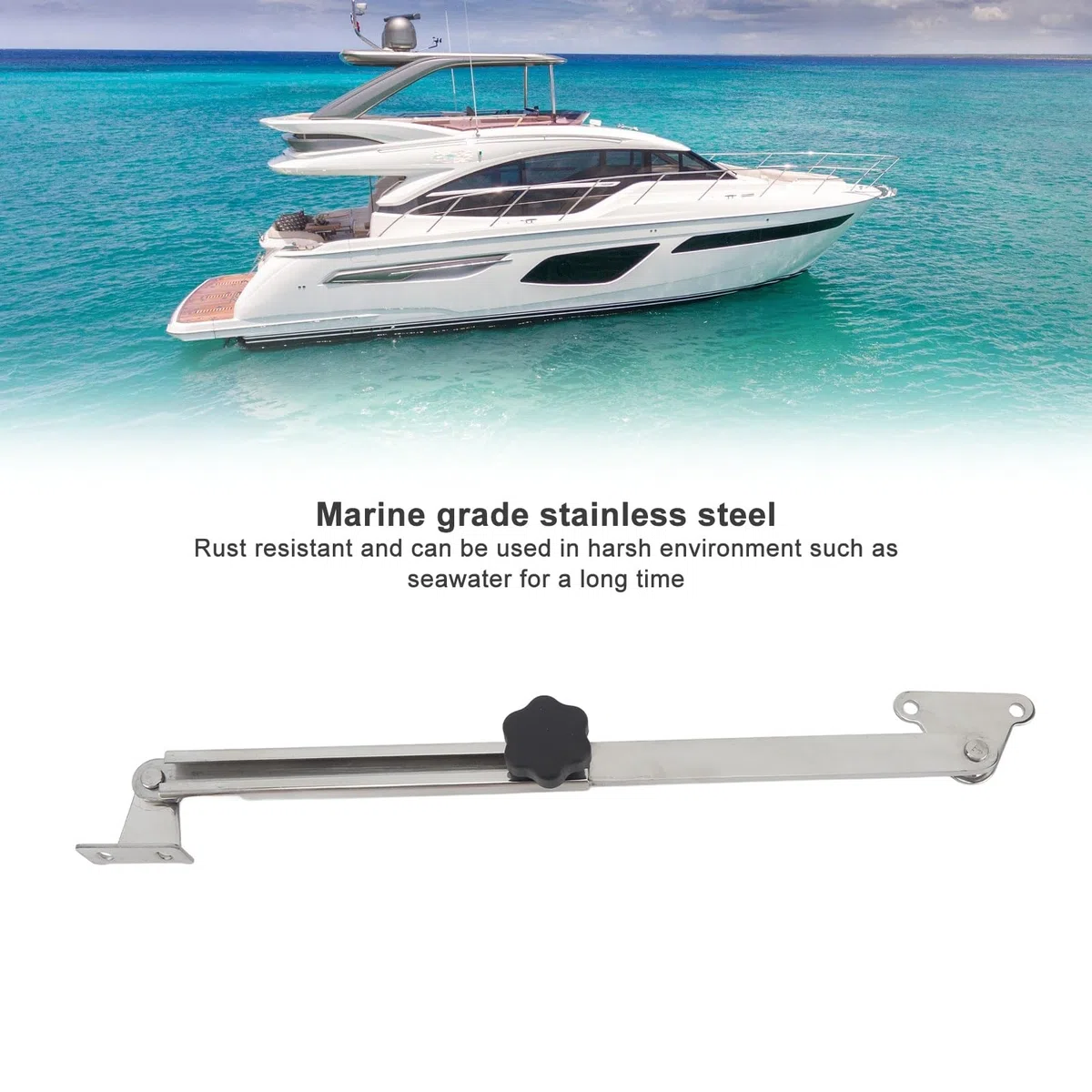 Bnineteenteam Soporte de Tapa de Escotilla para Barcos, Ajustador de Soporte de Tapa de Escotilla Marina, Ajustador de Soporte de Escotilla de Acero Inoxidable Flexible, Retráctil de 6 a 11
