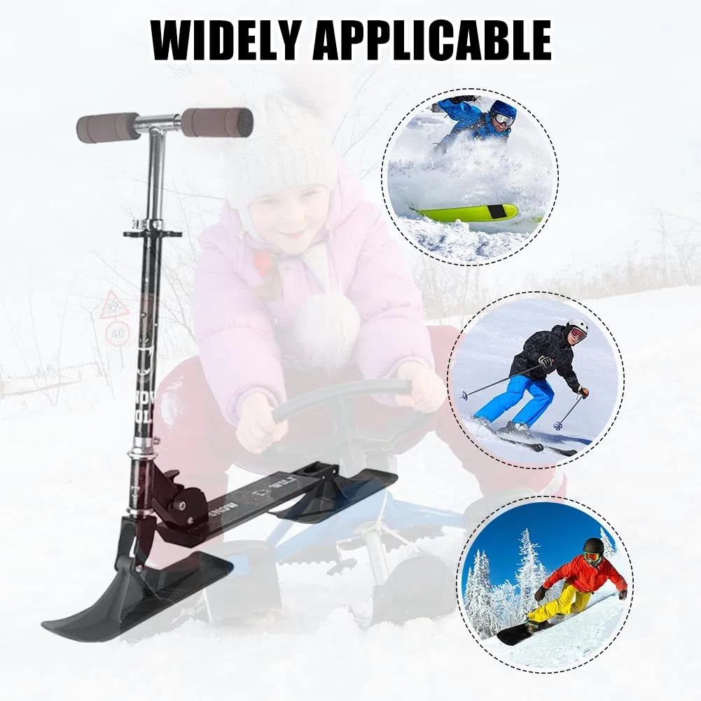 Trineo de Patinete, 2 Piezas Kit de Conversión de Patinete de Esquí, Kit de Trineo de Esquí con Trineo de Nieve, Accesorio para Scooter de Nieve y Tabla de Patín de Esquí