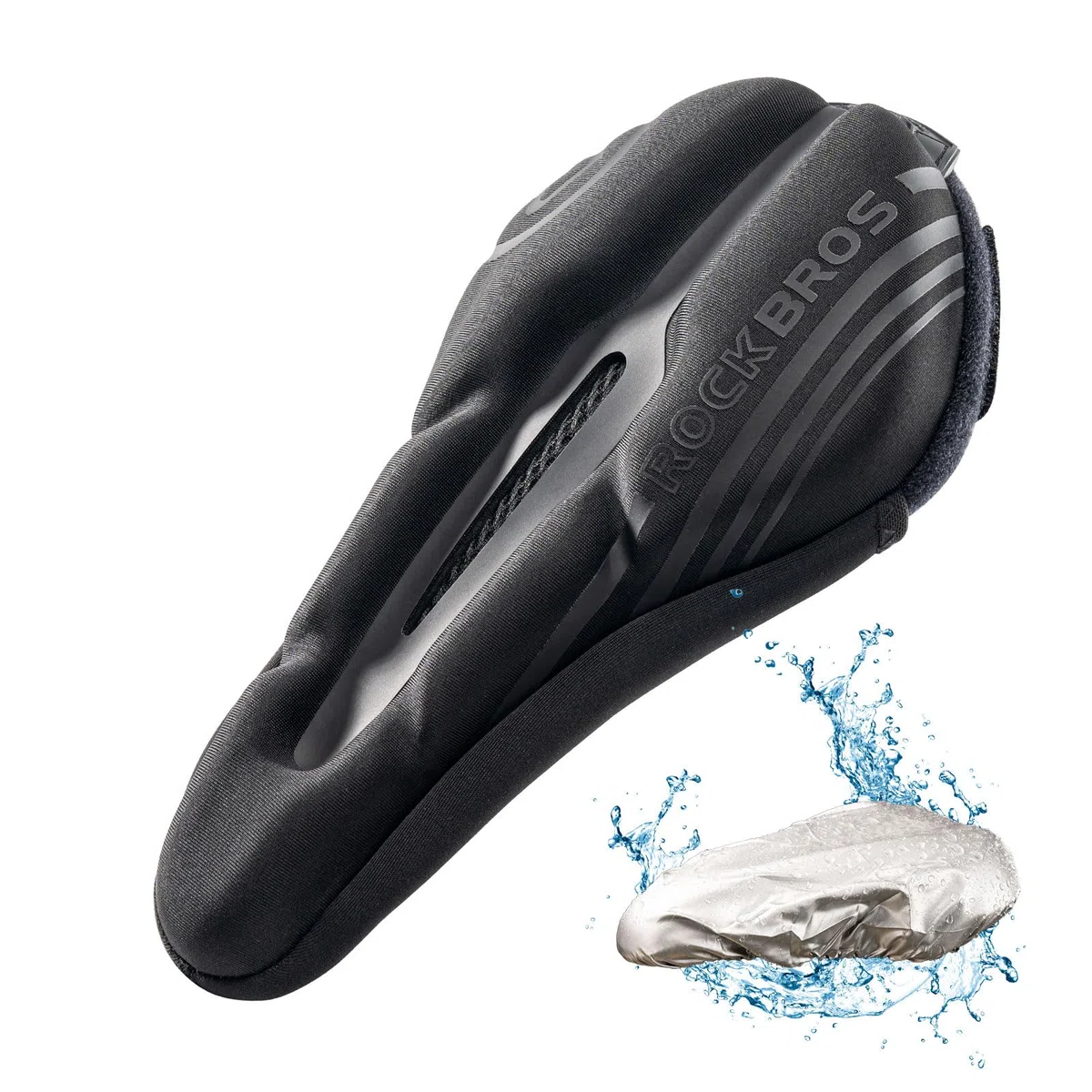 ROCKBROS Sillín Cubre Bicicleta Gel para Hombre Mujer, Cojín de Asiento de Bicicleta con Funda Impermeable, Sillín Cojín Suave para Bicicleta de Carretera y Montaña