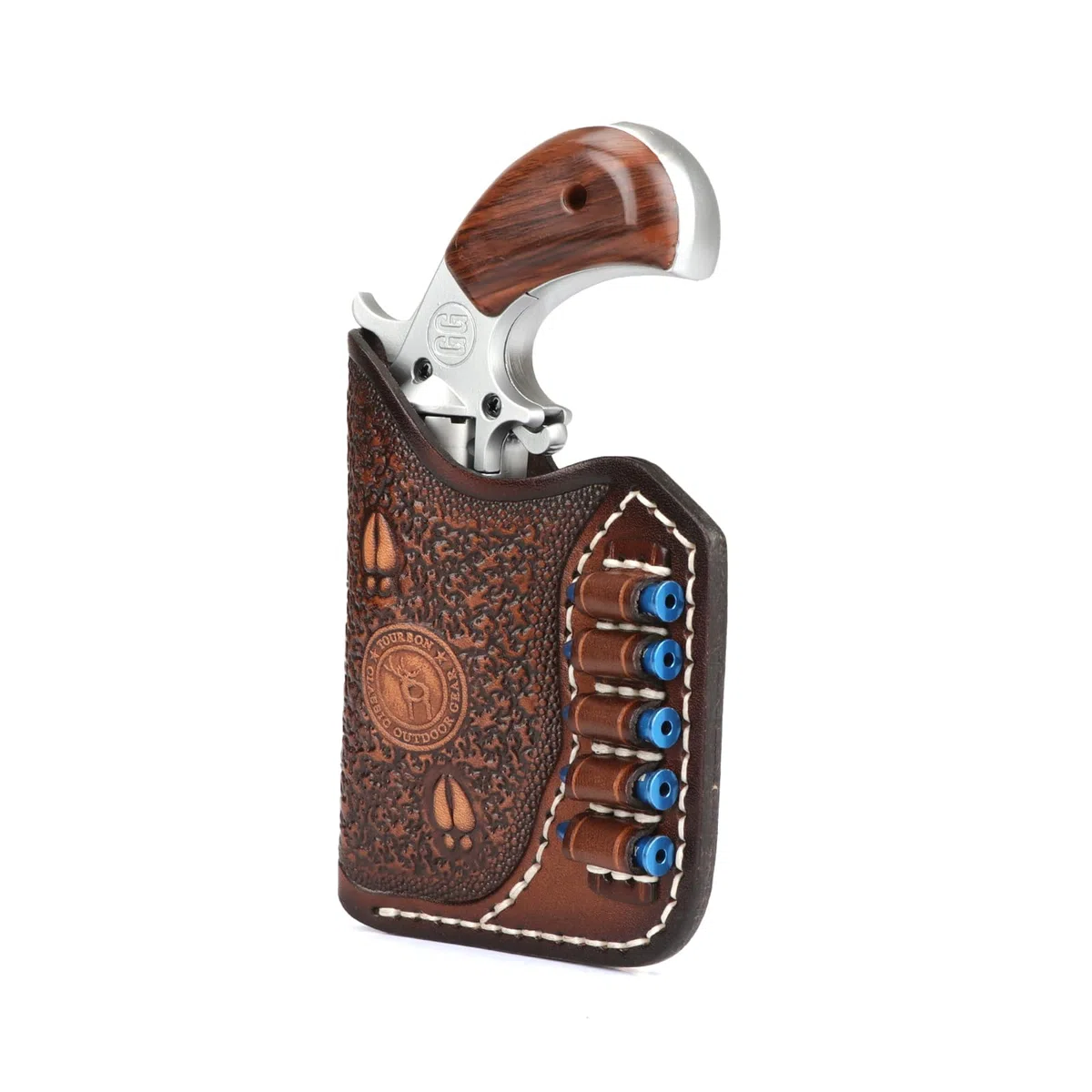 Funda de piel auténtica para pistolas Tourbon, para NAA Mini revólver, bolsa de transporte oculta para pistolas con bucles de munición