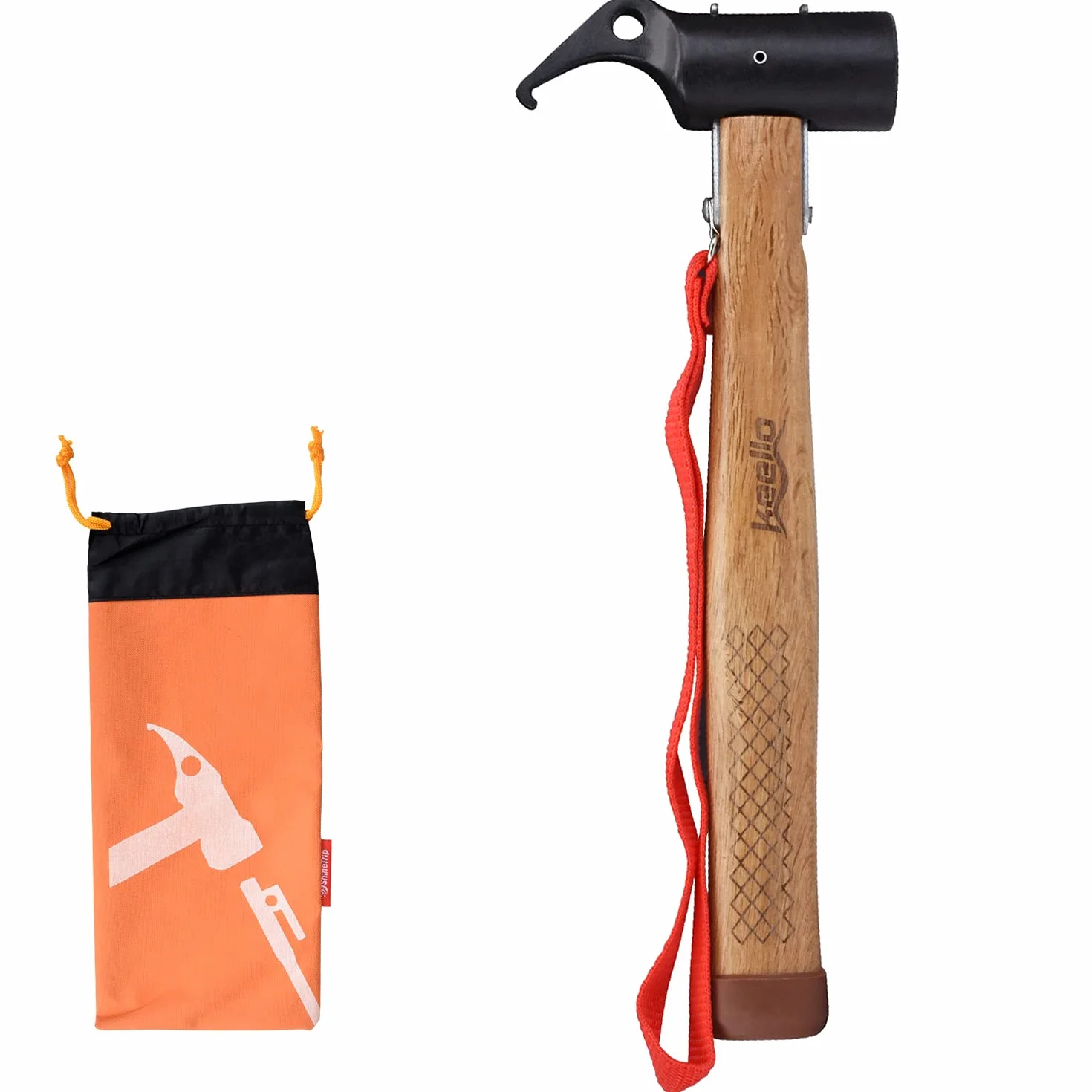 Martillo para Tienda, Martillo para Tienda de Campaña al Aire Libre, Martillo Multifunción, con Cuerda y Bolsa de Almacenamiento