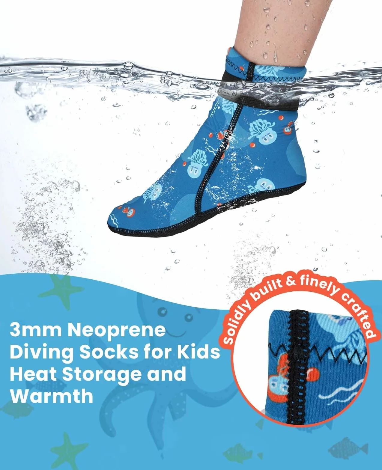 Gogokids 3mm Calcetines de Neopreno para Niño y Niña, Calcetín Antideslizante Térmico, Idea para Buceo, Surf, Playa, Natación, Rafting y Parques Acuáticos
