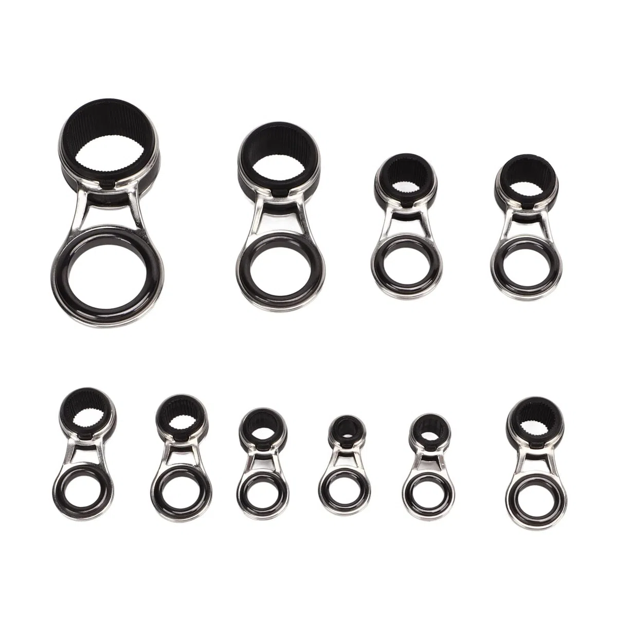 Anillos de Guía de Caña de Pescar de 5 Tamaños, Juego de Guía de Ojo de Caña de Pescar de Acero Inoxidable de Cerámica de 10 Piezas