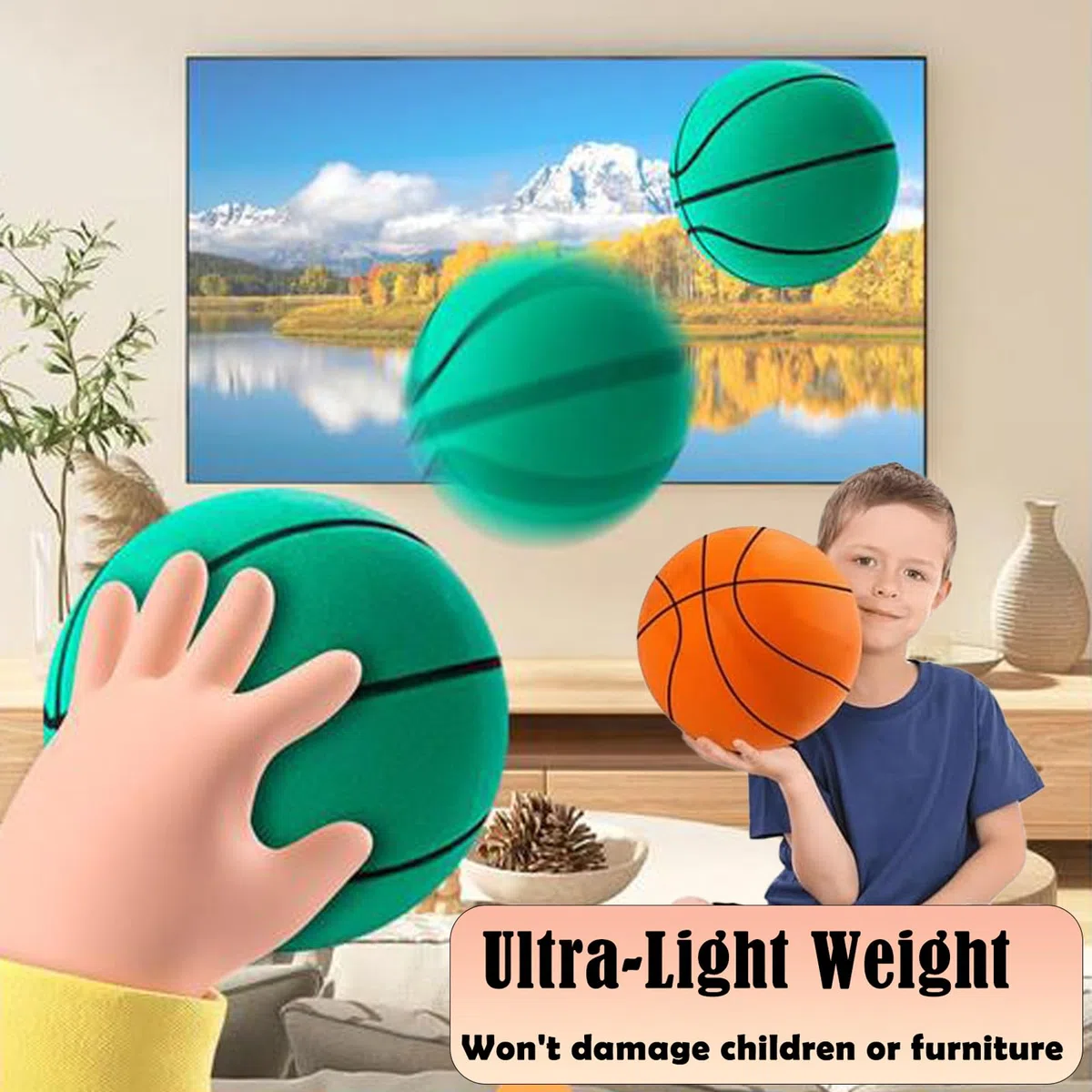 Juego De Aro Y Baloncesto Silencioso, Aro De Baloncesto Silencioso para Montar En La Pared para Interiores, Pelota De Esponja EláStica De Espuma para Ejercicios Y Actividades En El Hogar