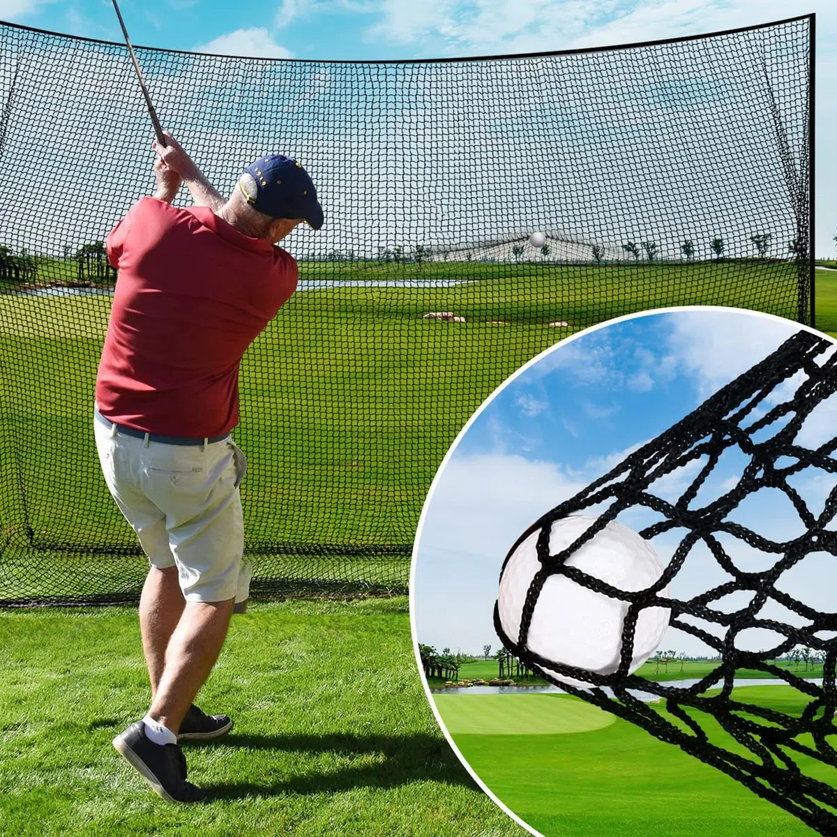 Red de práctica de Golf Resistente, Redes de Ayuda para Golpear Golf,Red de golpeo de Golf Resistente al Desgaste para Entrenamiento al Aire Libre - Ayudas de Entrenamiento de Golf Bloqueo