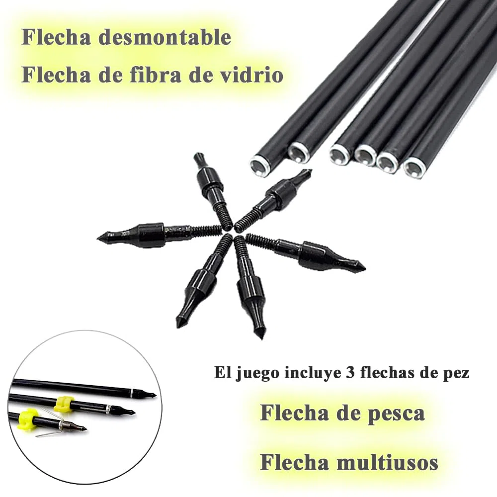 Herramienta para Disparar Peces al Aire Libre con 3 Gomas Elásticas para Accesorios de Tirachinas, se Puede Utilizar con Flechas y Carretes de Pesca